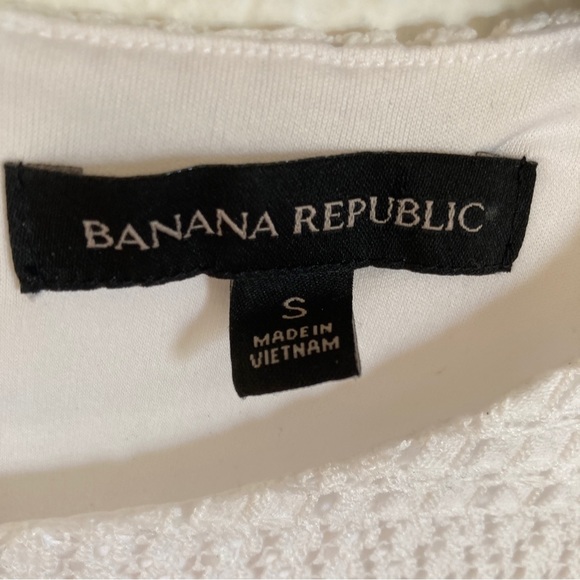 Banana Republic Top Womens Small White Tiered Layered Lace Fringe Office - Picture 4 of 10